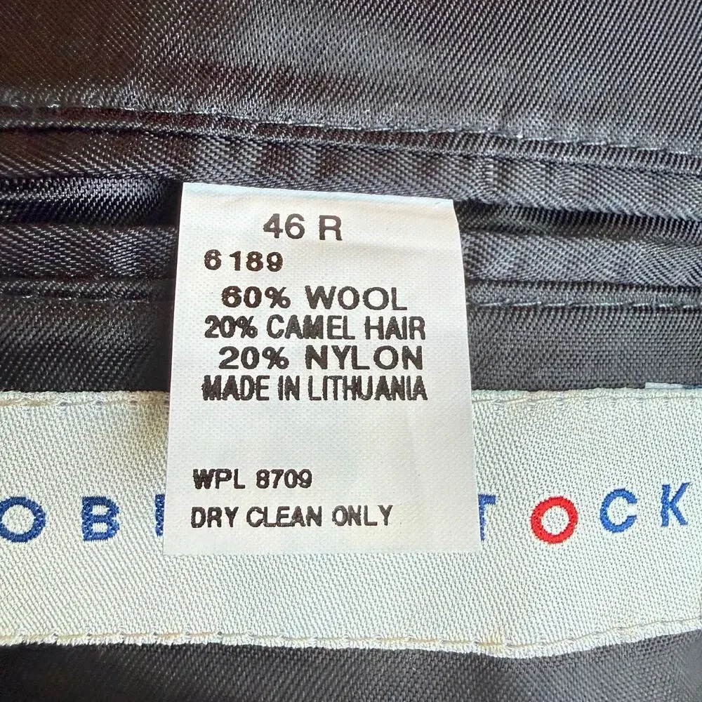 Robert Stock Blazer Mens 46R Gray Wool Camel Hair Tweed 2 Button Sport Coat